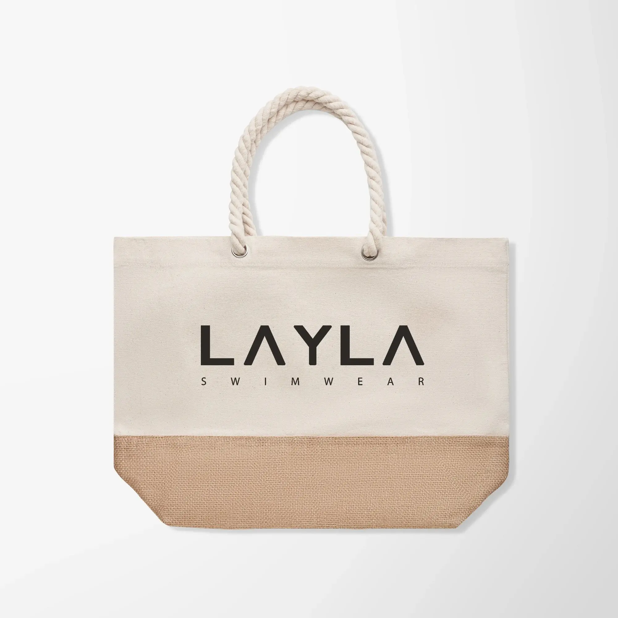 laylaswimwearbag Layla Swimwear Beach Tote – Beige Canvas bag